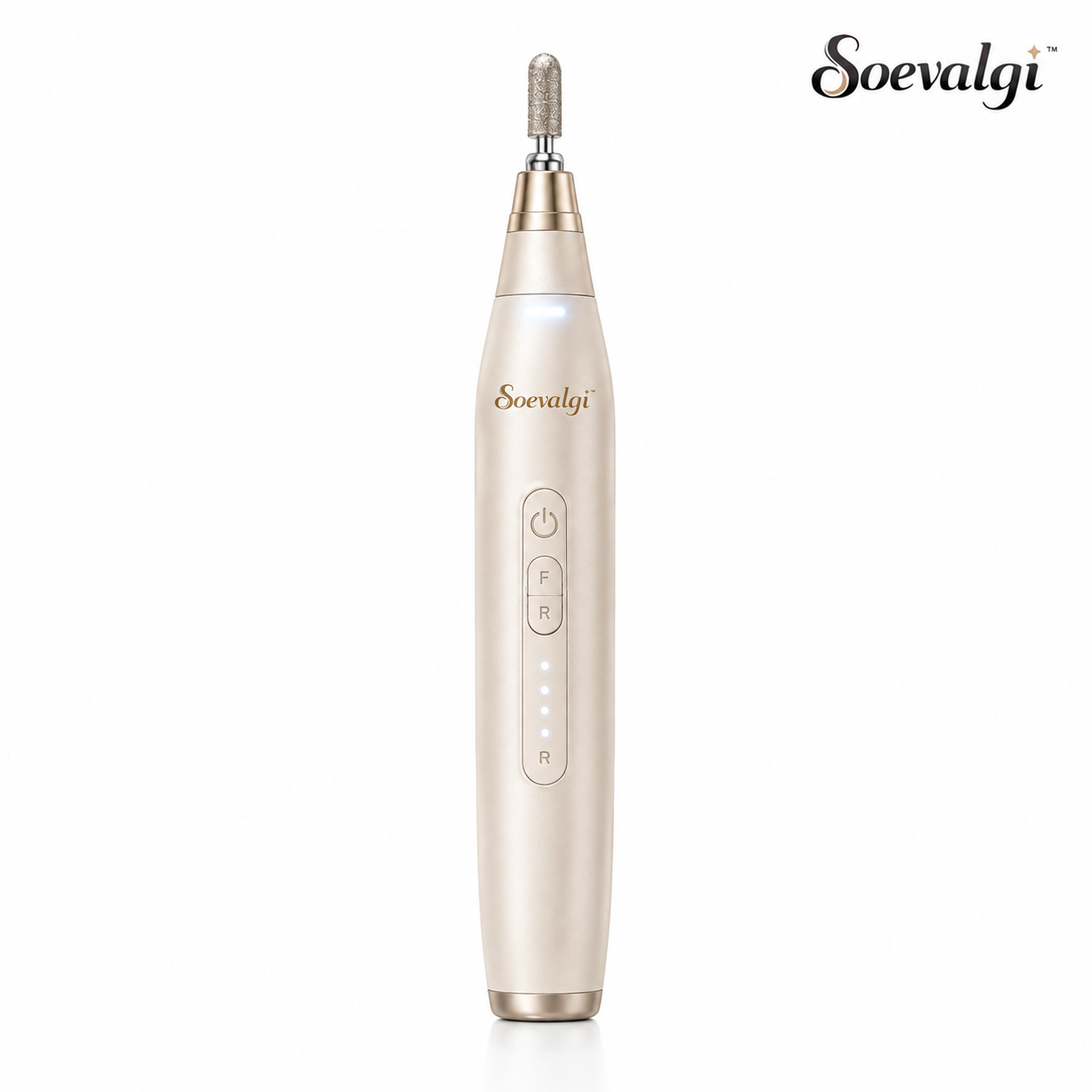 Soevalqi™ NailCraft Pro Electric Manicure & Pedicure Pen – 5-Speed Nail Care Tool, Forward/Reverse, LED Light, 6 Attachments