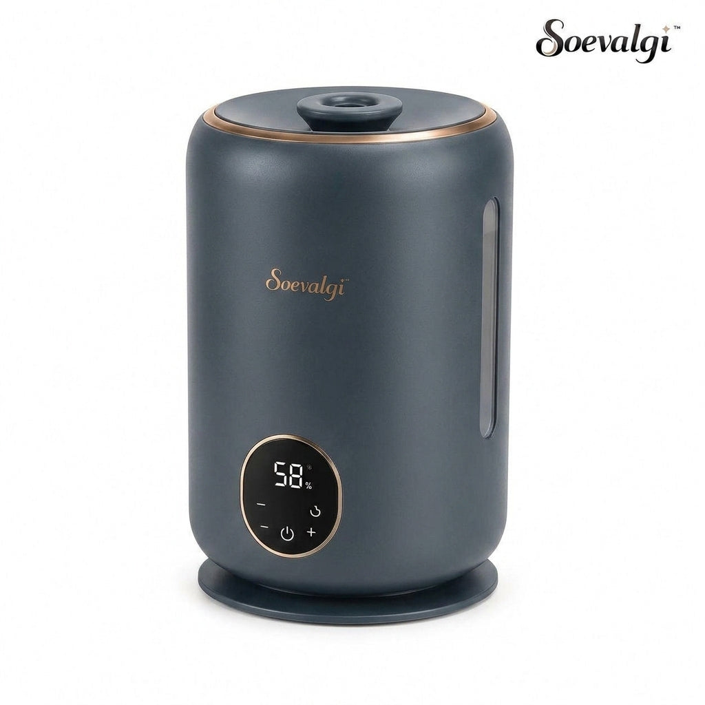 Soevalqi™ HaloMist Mini Smart Humidifier – Ultrasonic Cool Mist, 0.8 gal Top-Fill Tank, Humidity Display, Sleep Mode