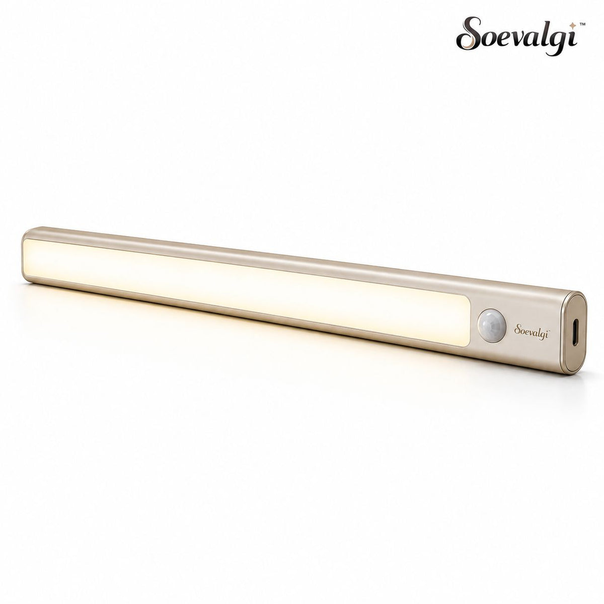 Soevalqi™ MotionGlow Rechargeable Sensor Light – Motion-Activated LED Light Bar, Dual White Light, Magnetic Mount, USB-C