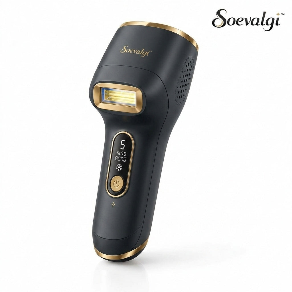 Soevalqi™ LumiSilk IPL Hair Reduction Handset – At-Home Intense Pulsed Light Device, 5 Energy Levels, Cooling Contact Surface
