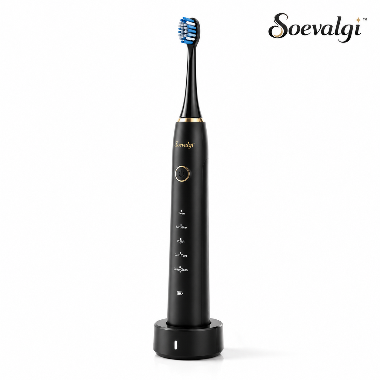 Soevalqi™ ArcSonic Rechargeable Electric Toothbrush – Sonic Toothbrush, 5 Brushing Modes, Pressure Alert, 2-Minute Timer, USB-C