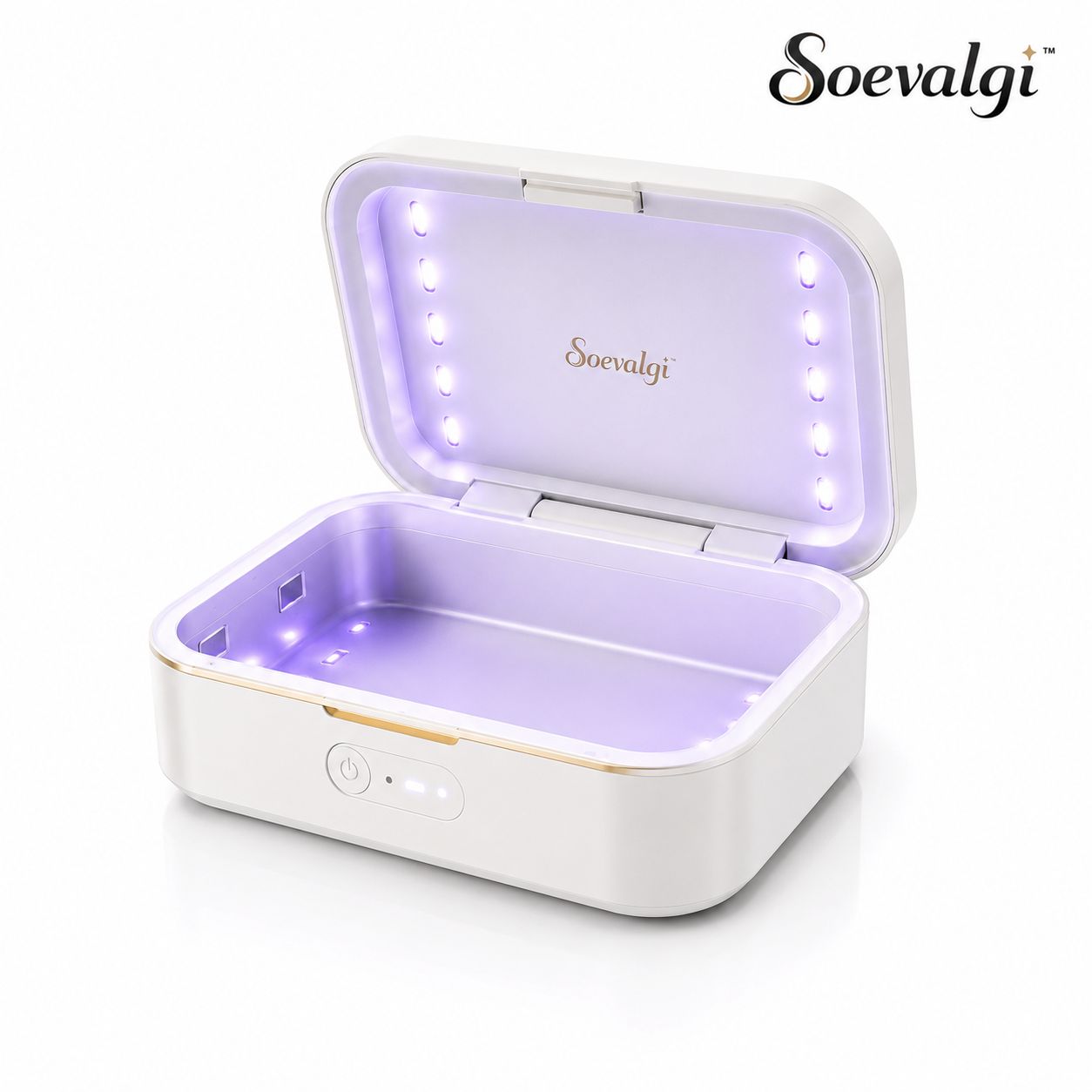 Soevalqi™ PureRay UV-C Personal Item Sanitizing Box – Enclosed UV-C Case, Automatic Cycle, Safety Interlock, USB-C