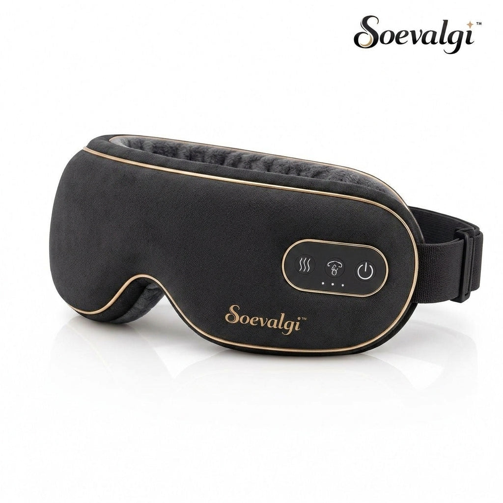 Soevalqi™ WarmSight Heated Eye Relaxation Mask – Gentle Heat, Air Compression, 3 Comfort Programs, Foldable Rechargeable Design