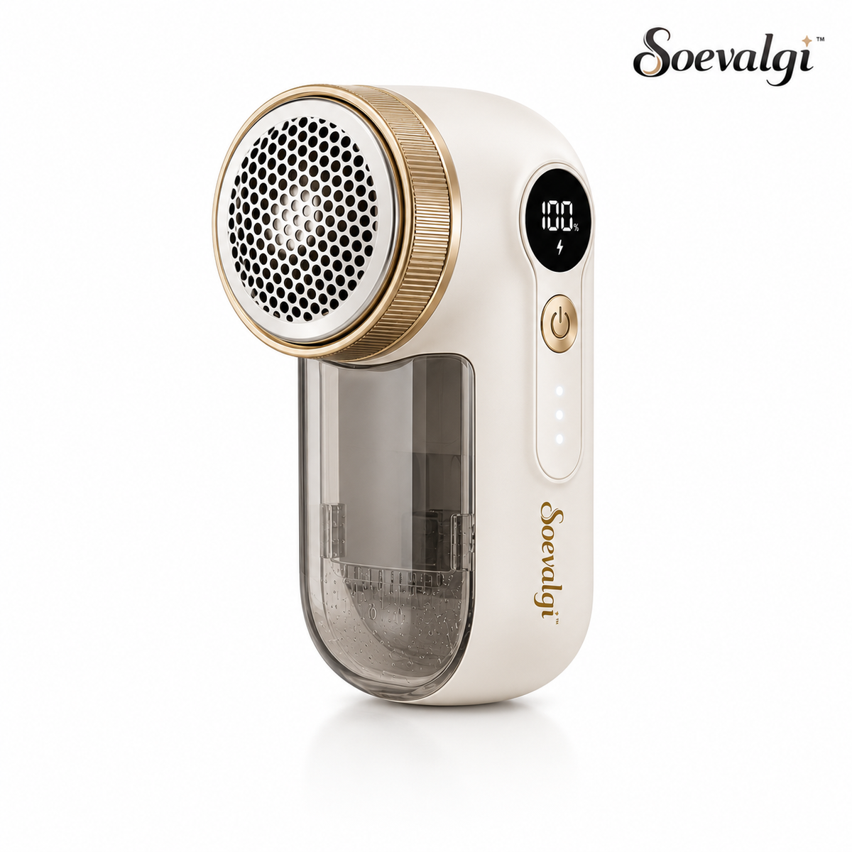Soevalqi™ RenewPro Rechargeable Fabric Shaver – 6-Blade Lint Remover, 3 Speeds, LED Battery Display, USB-C