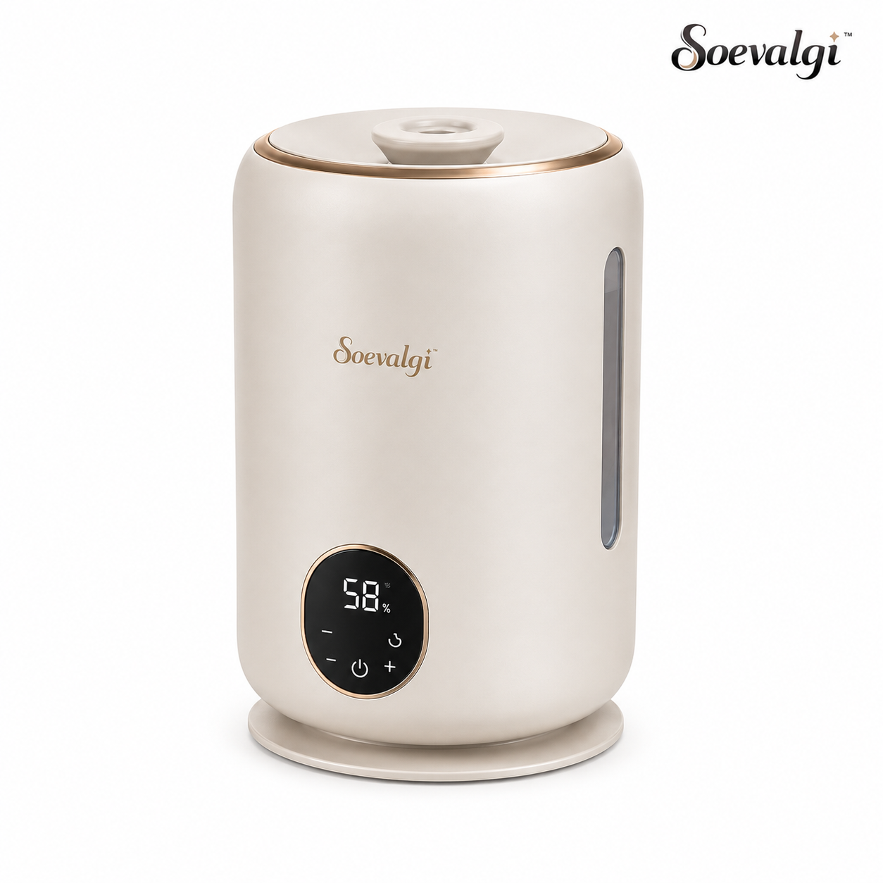 Soevalqi™ HaloMist Mini Smart Humidifier – Ultrasonic Cool Mist, 0.8 gal Top-Fill Tank, Humidity Display, Sleep Mode